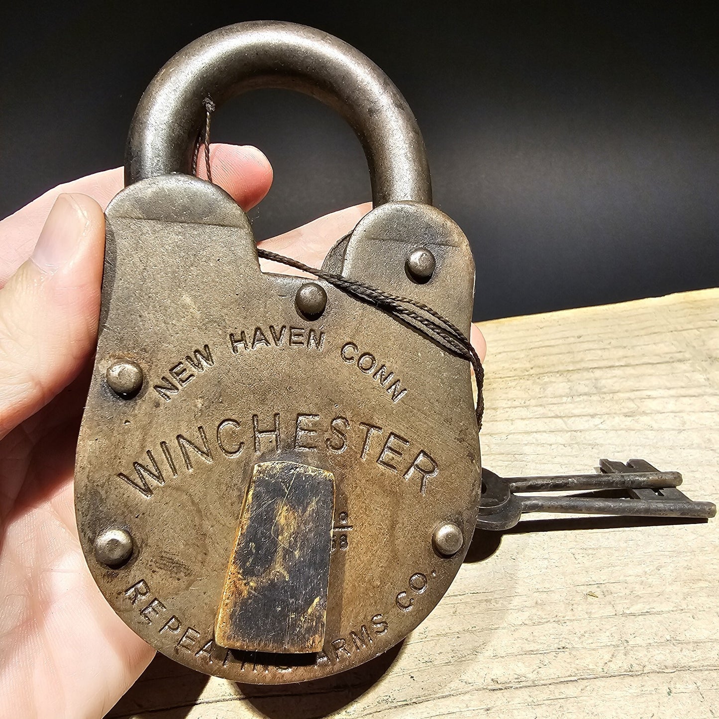 5" Antique Vintage Style Cast Iron Winchester Firearms Ammo Box Padlock Lock