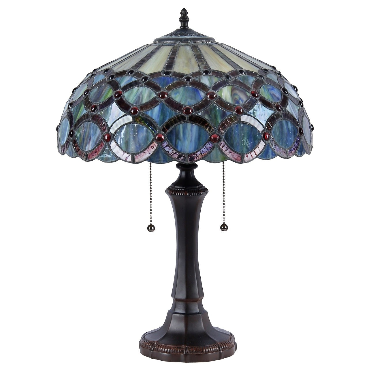 21.9" Antique Style Stained Glass Table Lamp 16.1" Shade