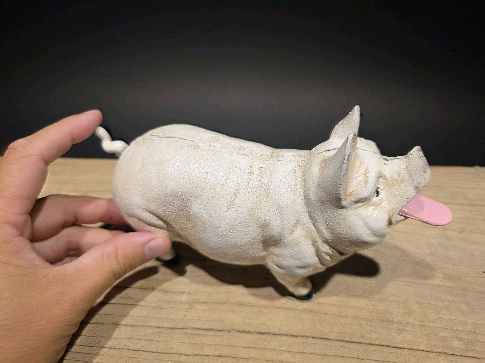 Antique Style Cast Iron Mechanical Hog Pig Coin Bank