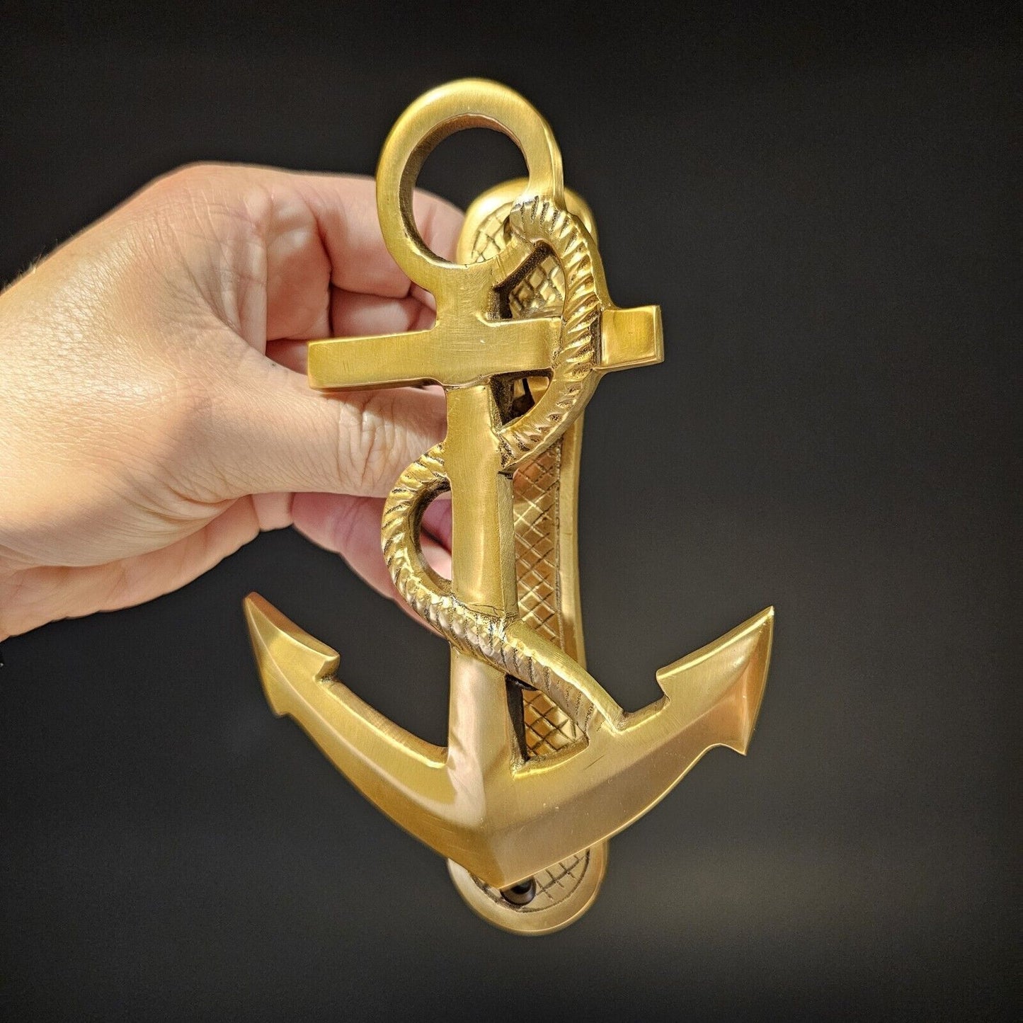 6-1/2" Antiqued Brass Anchor Door Knocker - Antique Vintage Style