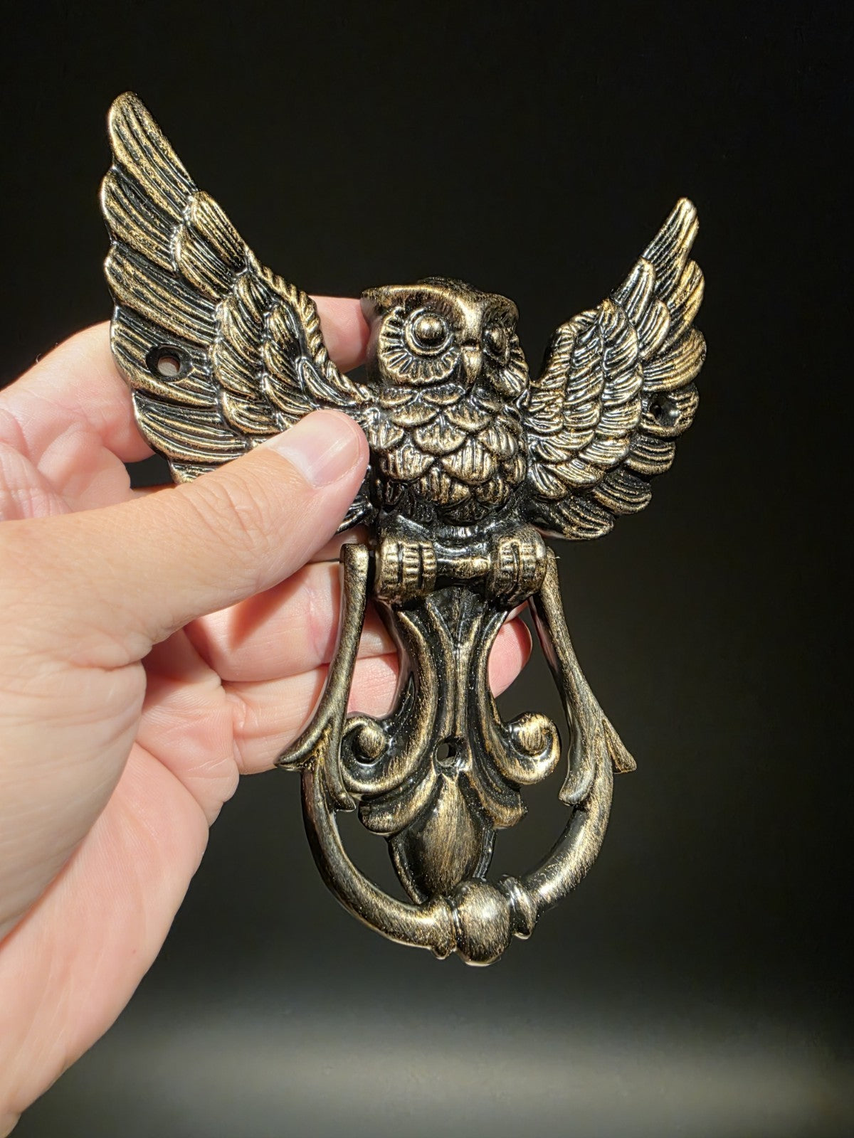 Antique Vintage Style Cast Iron Owl Door knocker