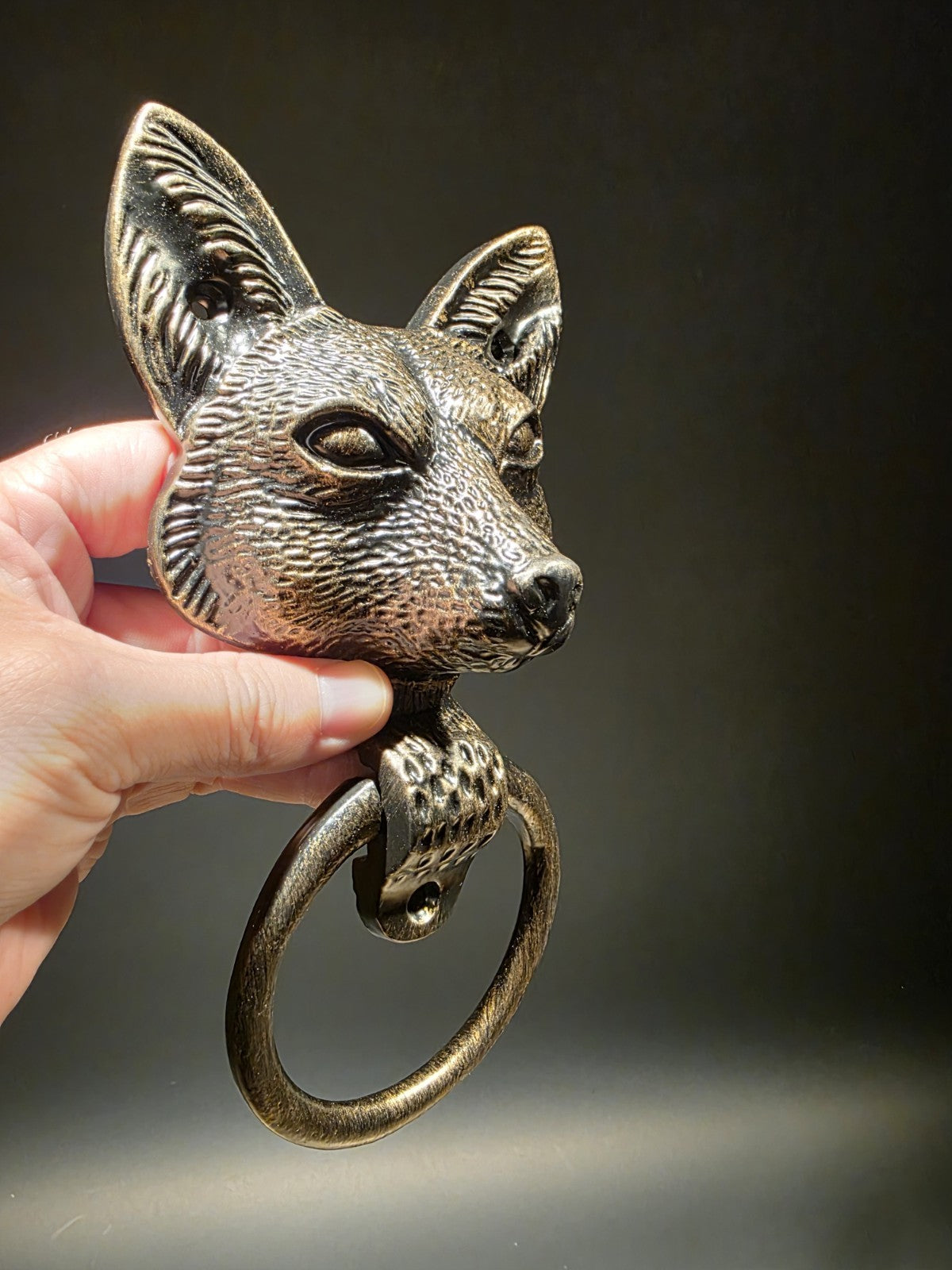 Antique Brass Vintage Style Cast Iron Fox Head Door Knocker