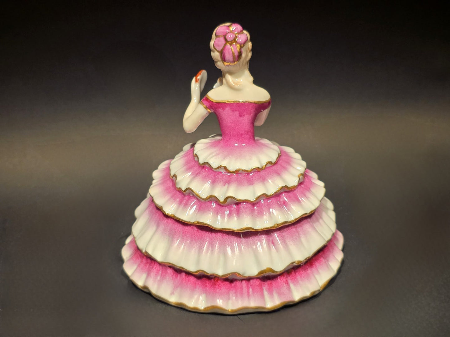 6"  Vintage Style Porcelain Half Doll Powder Box Lady Figurine Vanity Trinket