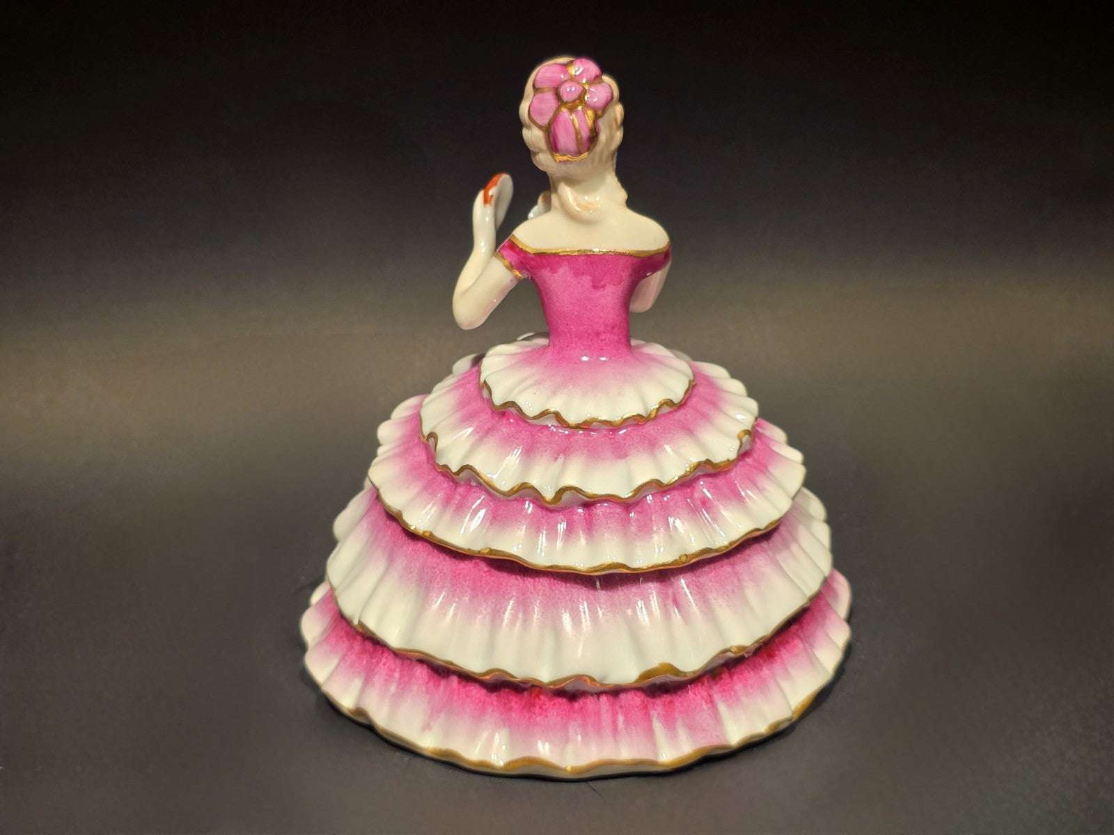 6"  Vintage Style Porcelain Half Doll Powder Box Lady Figurine Vanity Trinket