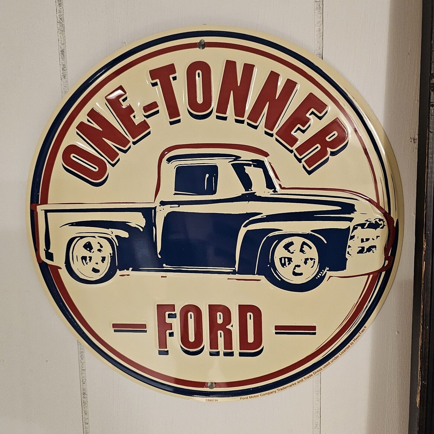 12" Antique Vintage Style Round Metal Ford Sign Plaque
