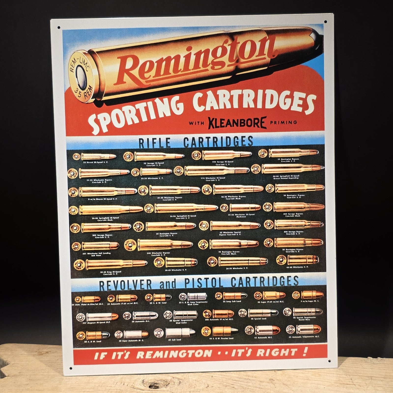 Remington Sporting Cartridges Tin Sign – Rifle Pistol Ammunition Advertising