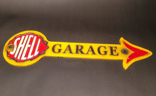 Antique Vintage Style Cast Iron Shell Gas Oil Garage Sign Plaque