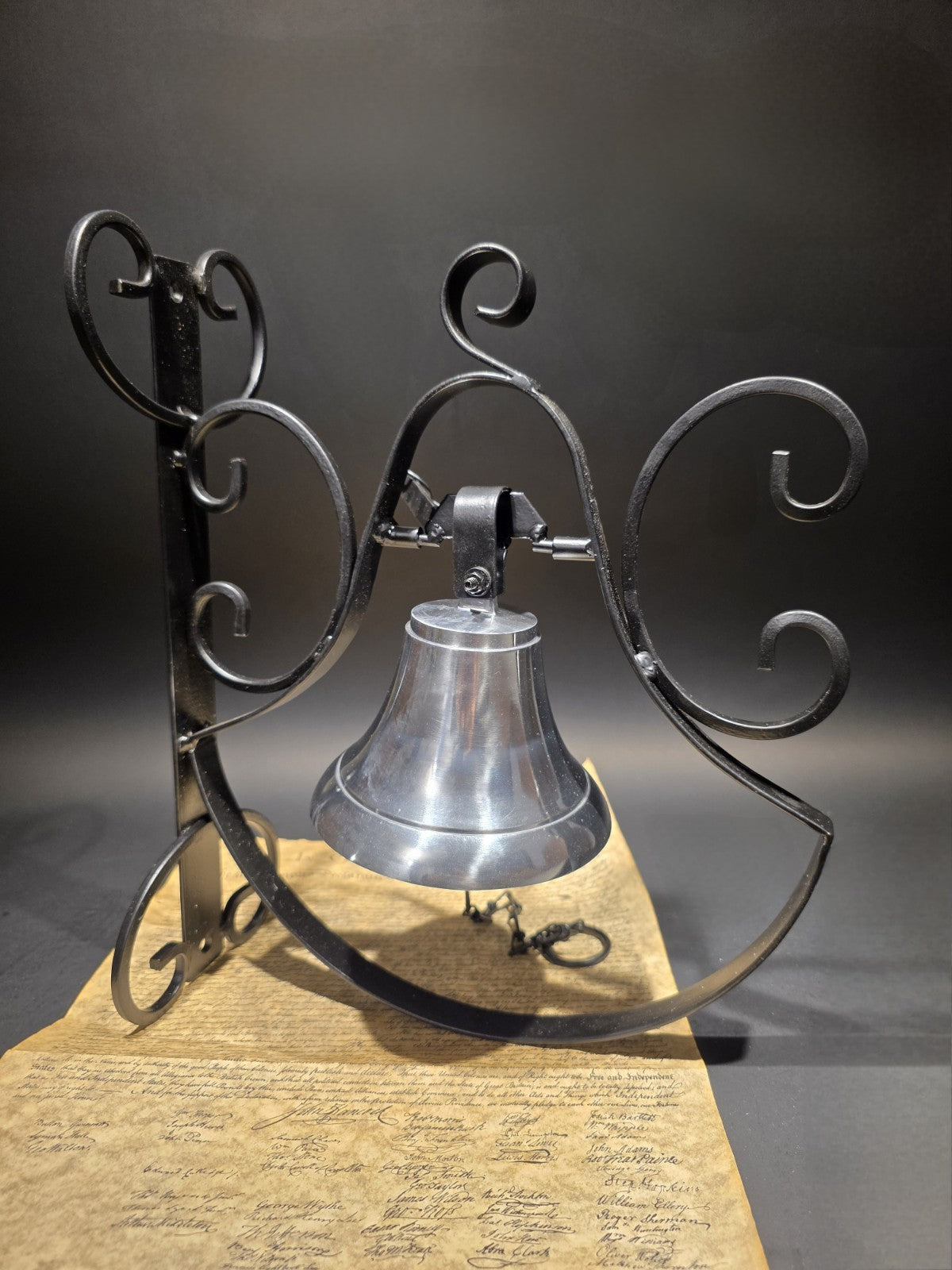 Antique Style Wrought Iron Scrollwork Wall Mounted Garden/Home Bell