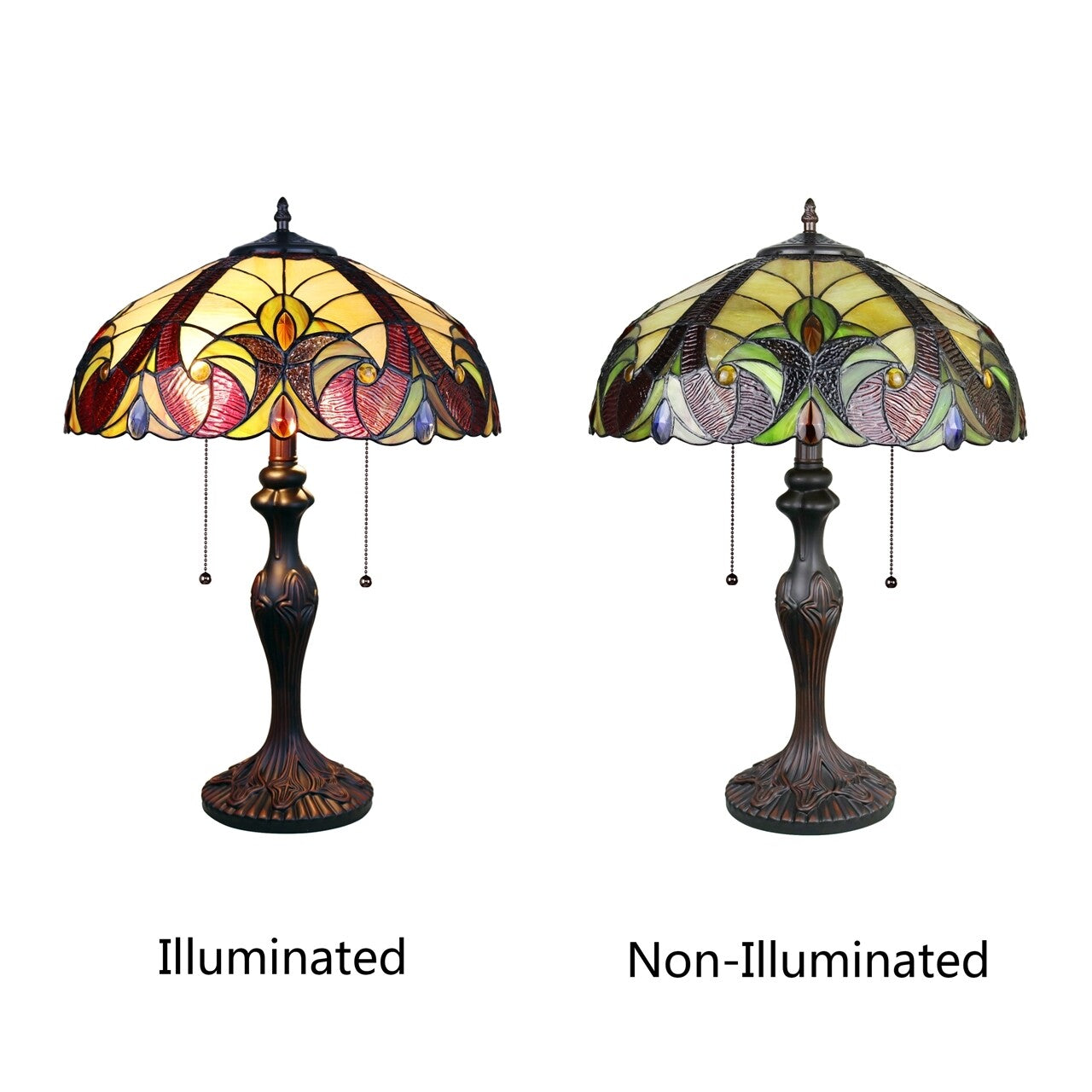23 1/4" Antique Vintage Style Stained Glass Table Lamp
