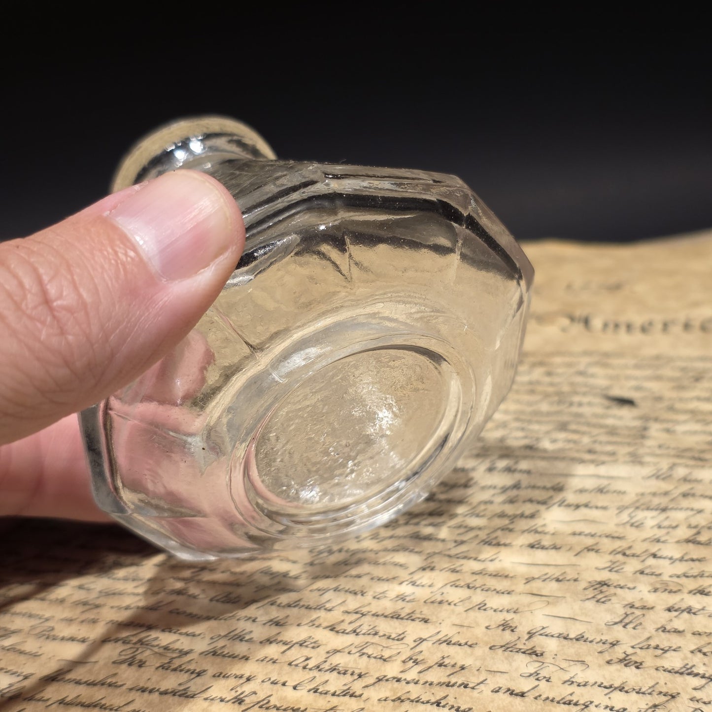 3" Antique Style Glass Inkwell Desk Ink Bottle Writing Accessory