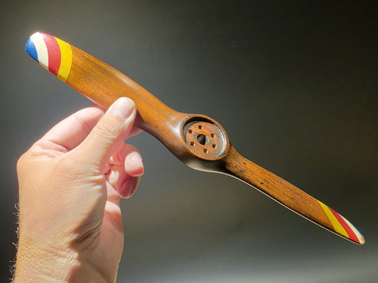 12" Miniature Bleriot Carved Mahogany Wood Airplane Propeller