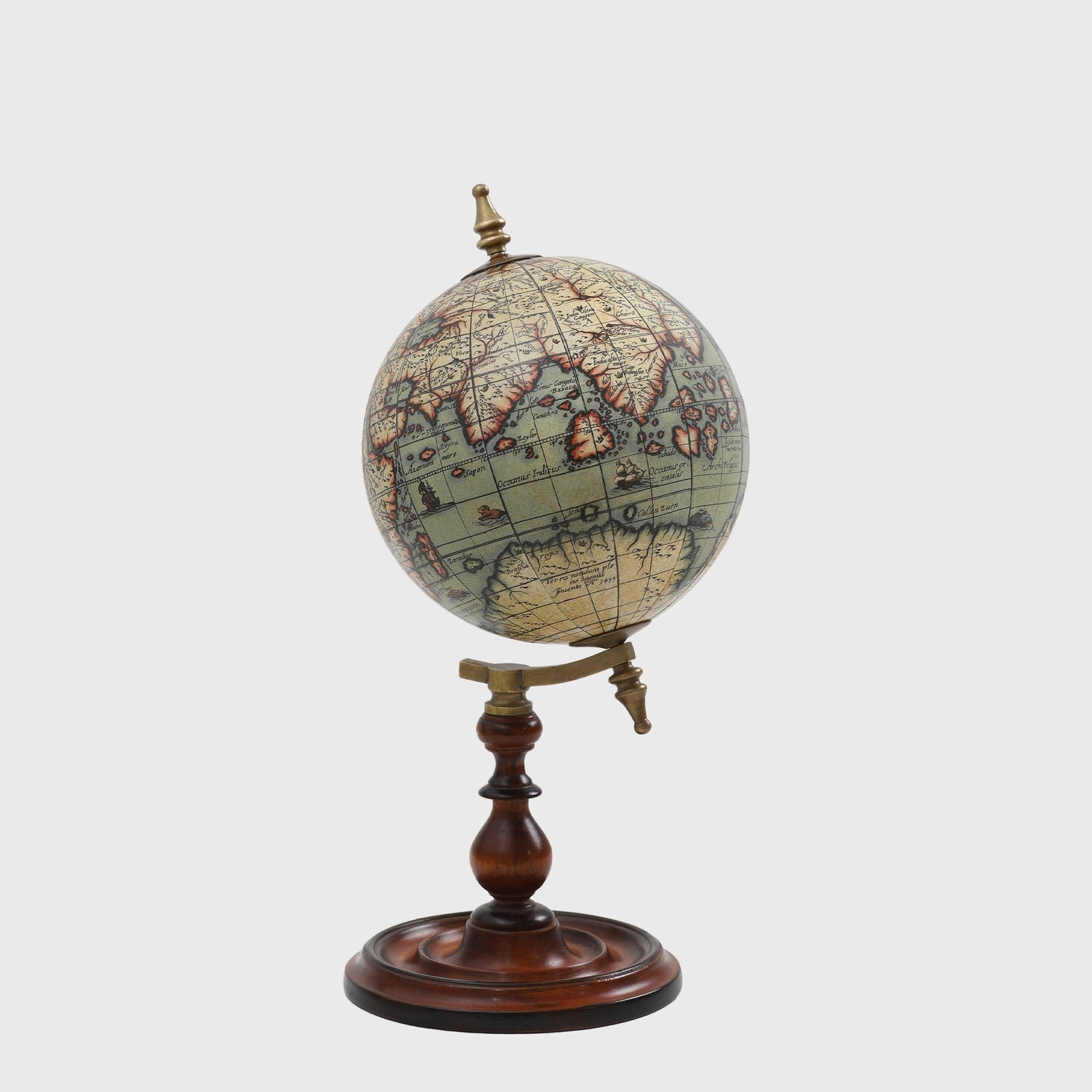 Old World Style 8" Globe w Turned Wood Stand