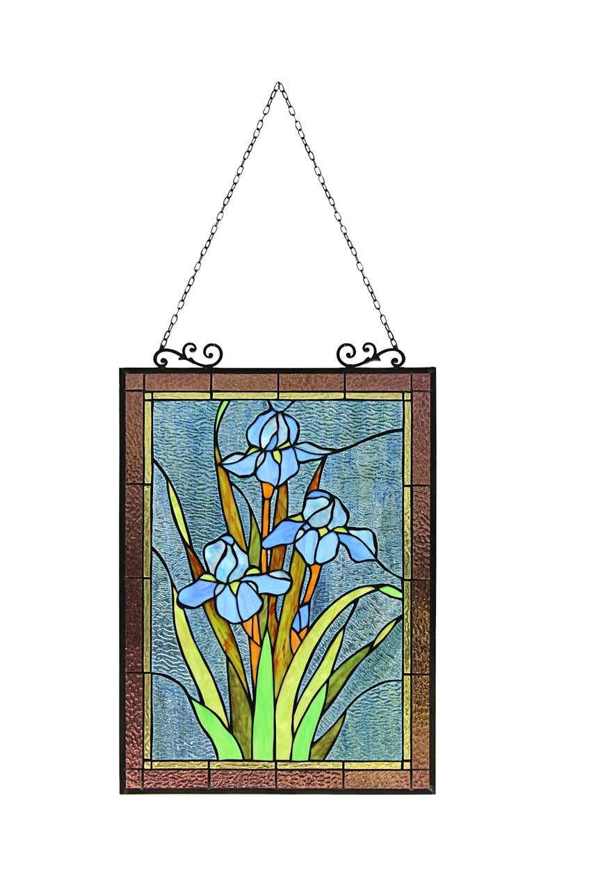 25.2" Stained Glass Iris Hanging Window Pane Suncatcher
