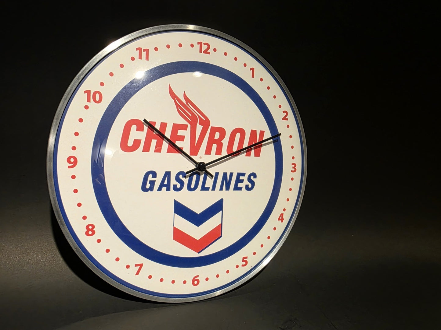 12" Antique Vintage Style Round Chevron Gasoline Oil Wall Clock Sign