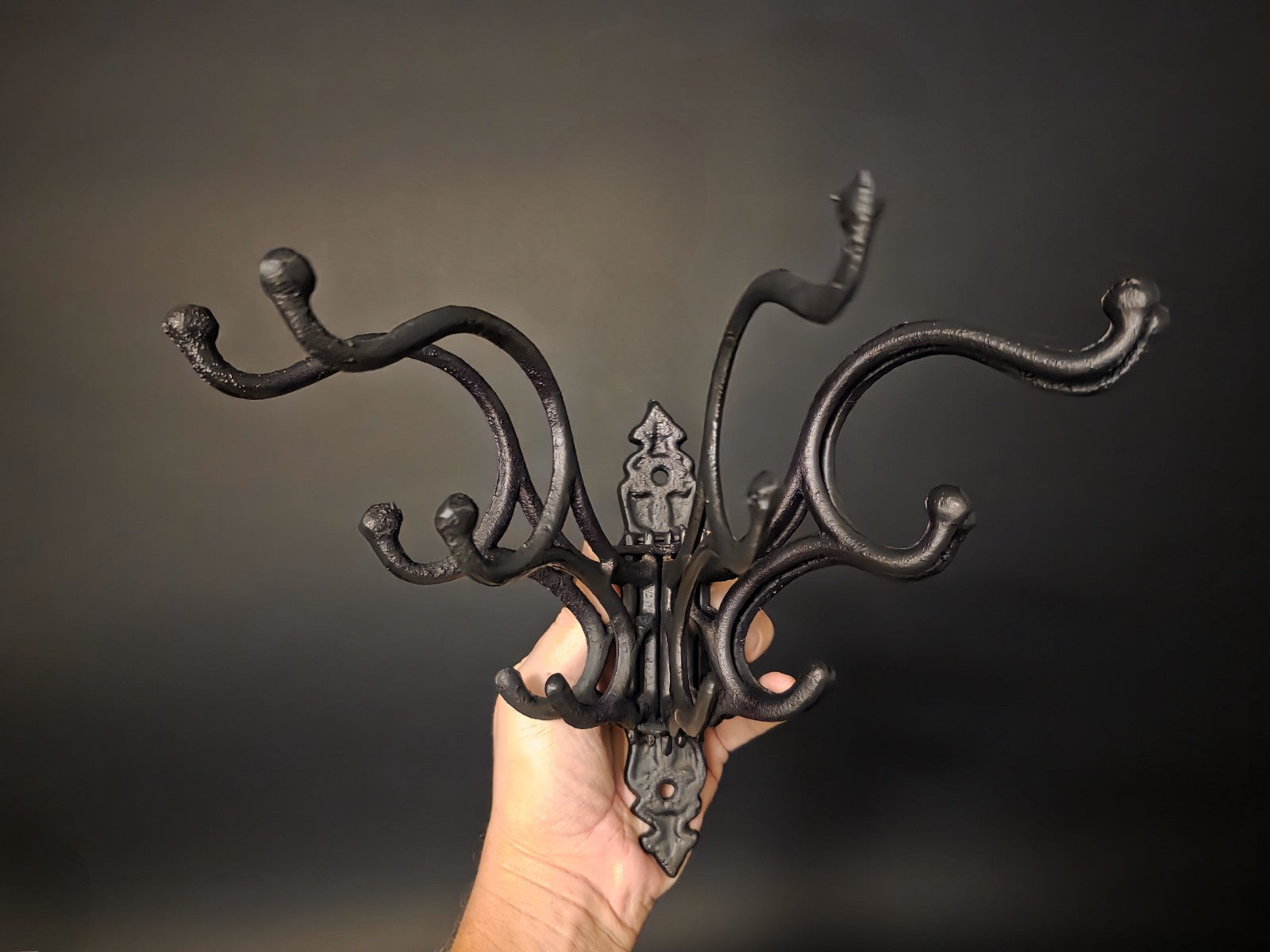 Antique Vintage Style Wall Hook Swivel Folding Coat Hanger Hardware Black Finish