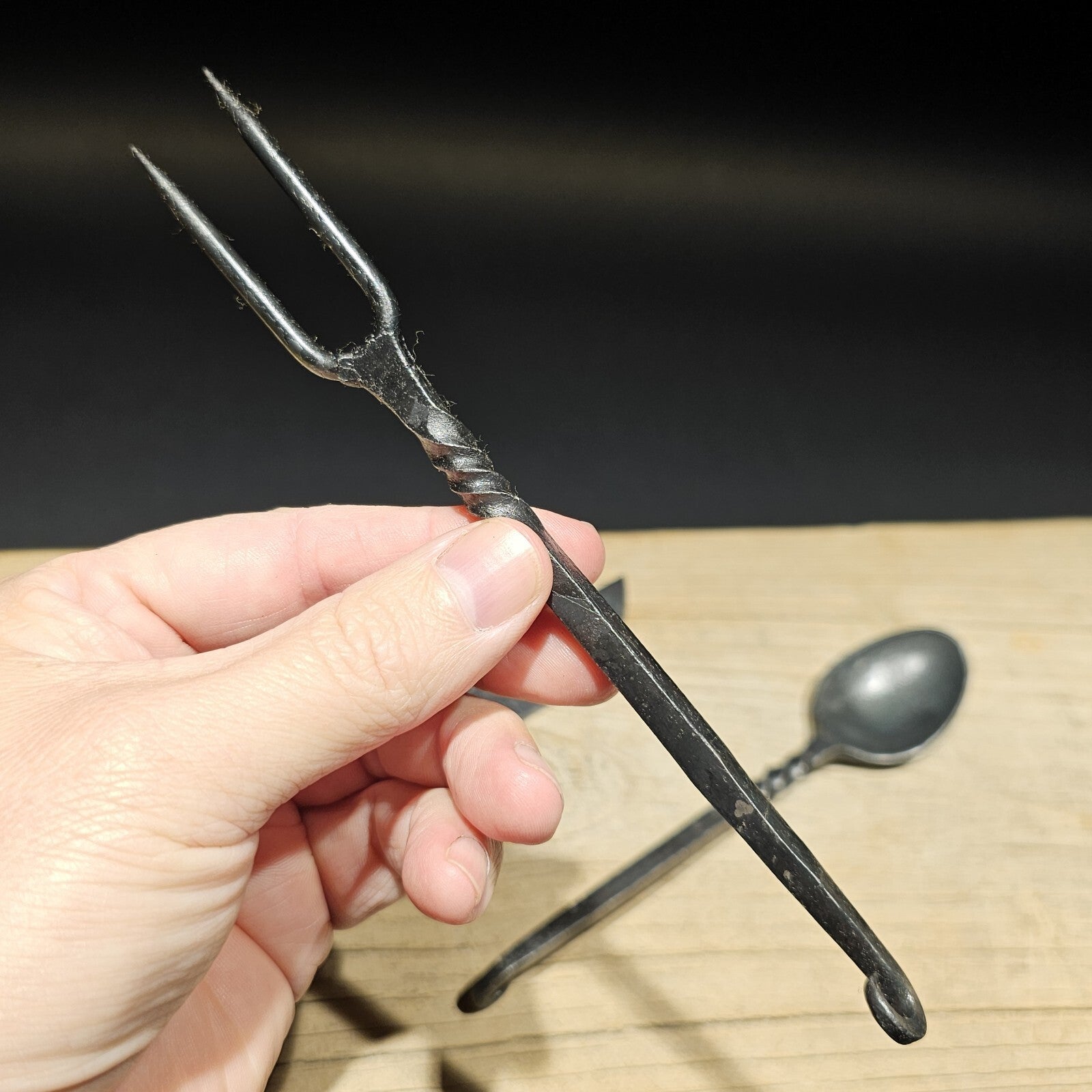 Flint Striker Style Custom Forged Knife Utensil Set