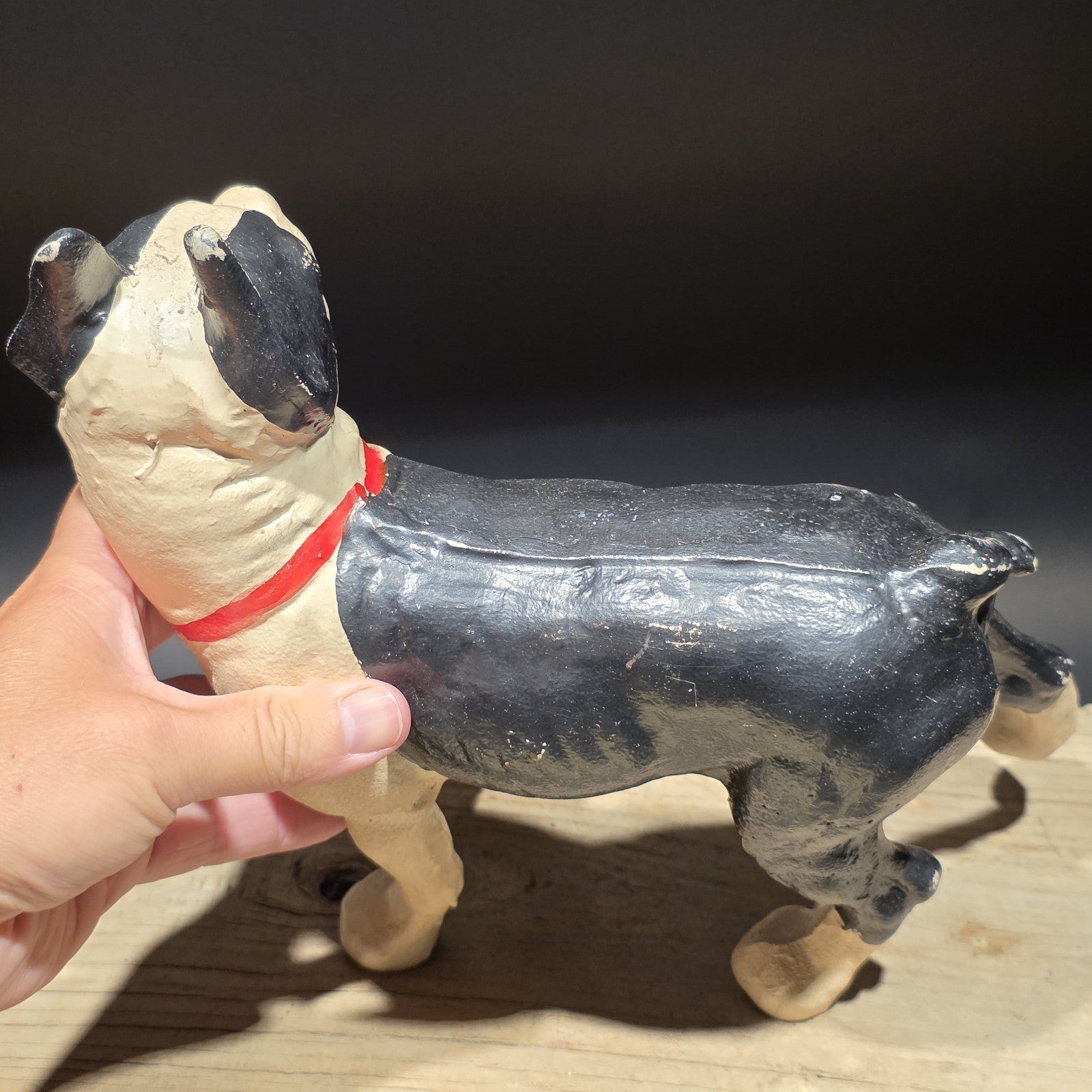 Antique Style Cast Iron Boston Terrier Dog Door Stop Coin Bank