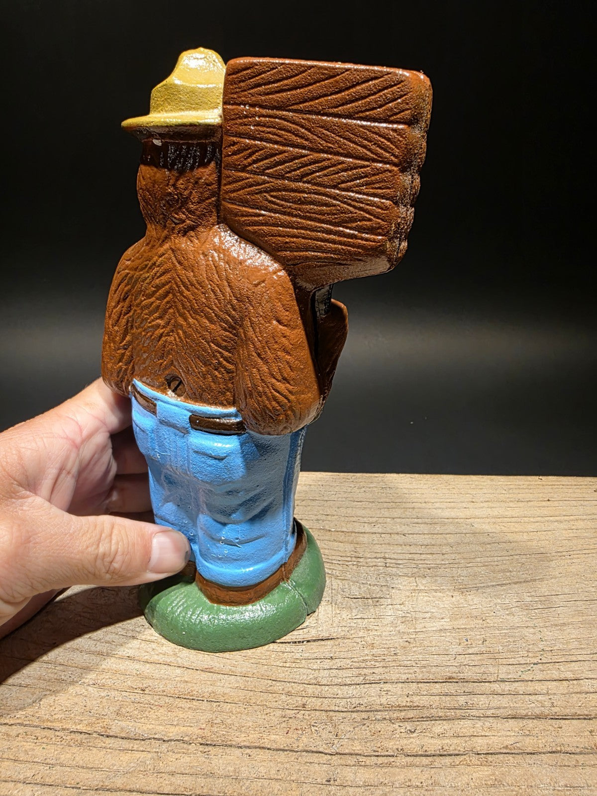 8" Antique Vintage Style Cast Smokey The Bear Coin Bank