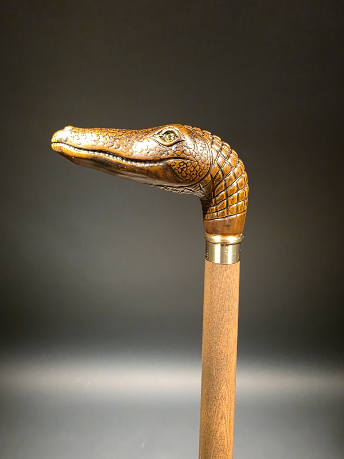 36" Antique Style Gator Head Walking Stick Cane