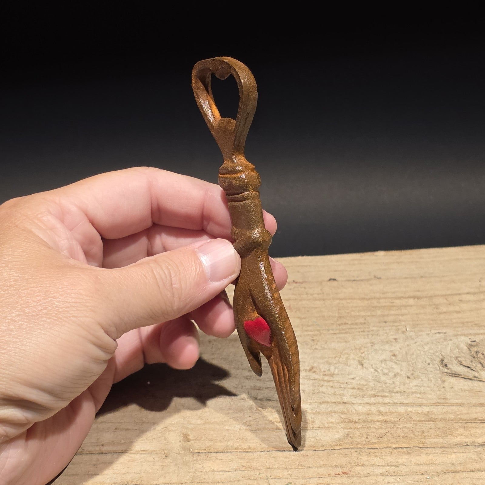 5 1/2" Cast Iron Heart in Hand Odd Fellows Bottle Opener