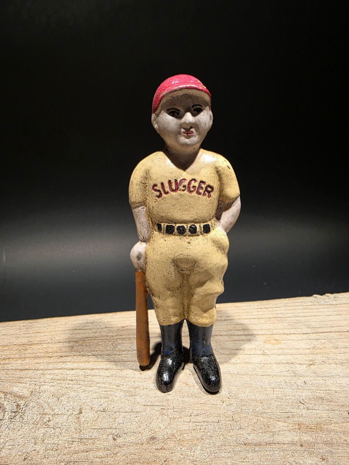 Antique Vintage Style Cast Iron Slugger Coin Bank