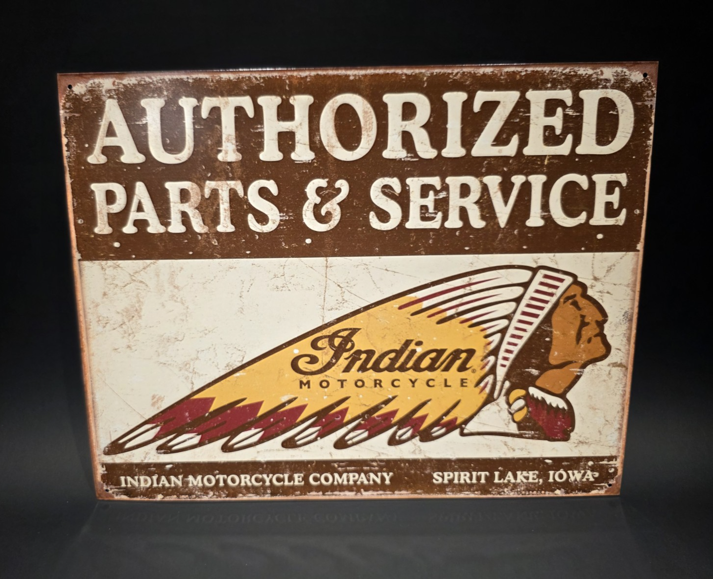 Metal Vintage Style Indian Motorcycle Sign White