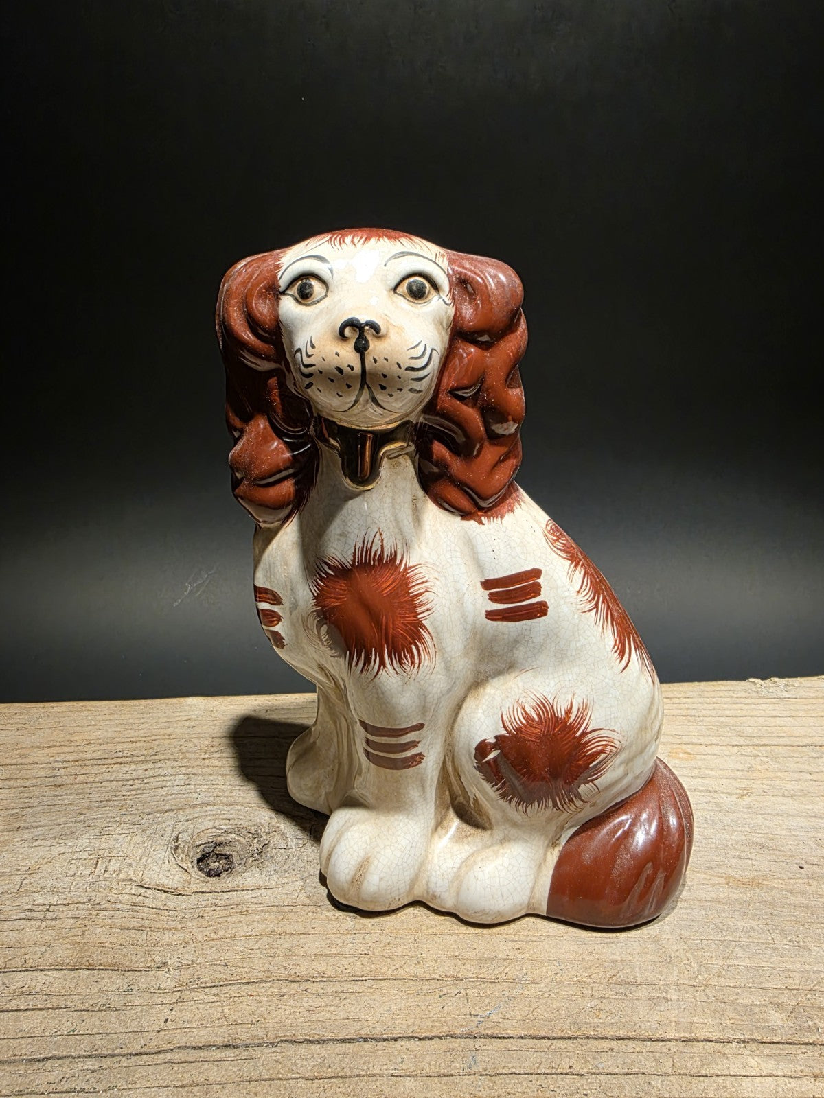 8" Antique Vintage Style Red Staffordshire Spaniel Dog Figurine