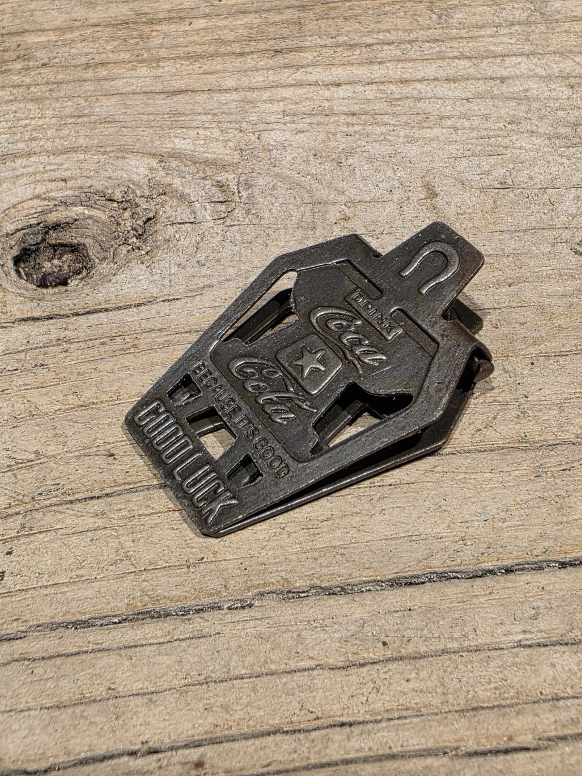 Antique Style Metal Coca-Cola “Good Luck” Advertising Clip