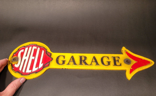 Antique Vintage Style Cast Iron Shell Gas Oil Garage Sign Plaque