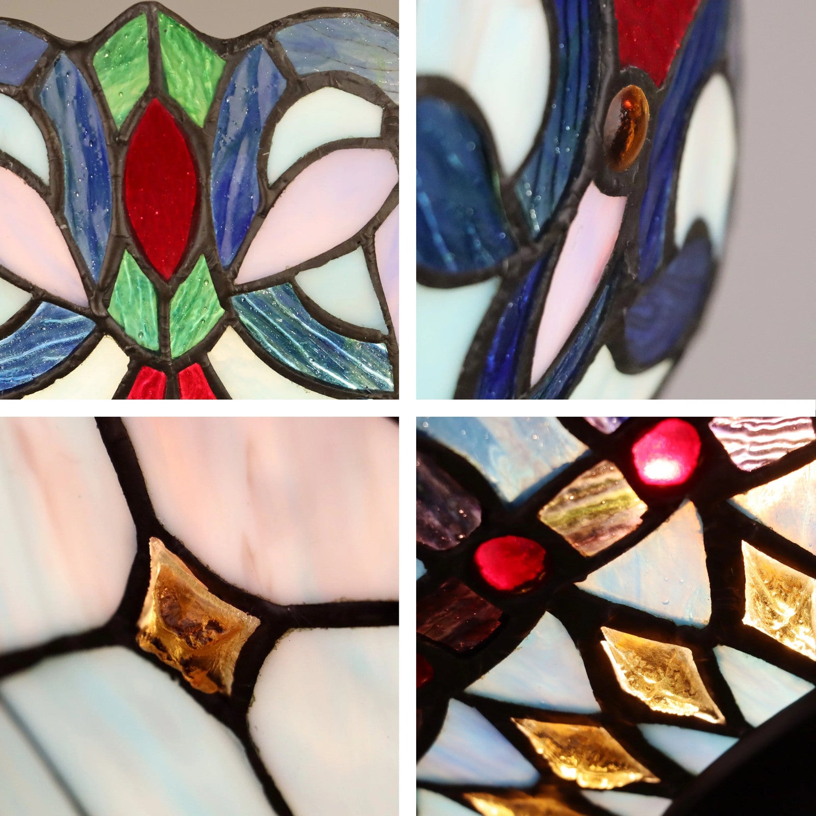 70.5" Antique Vintage Style Stained Glass Torchiere Floor Lamp