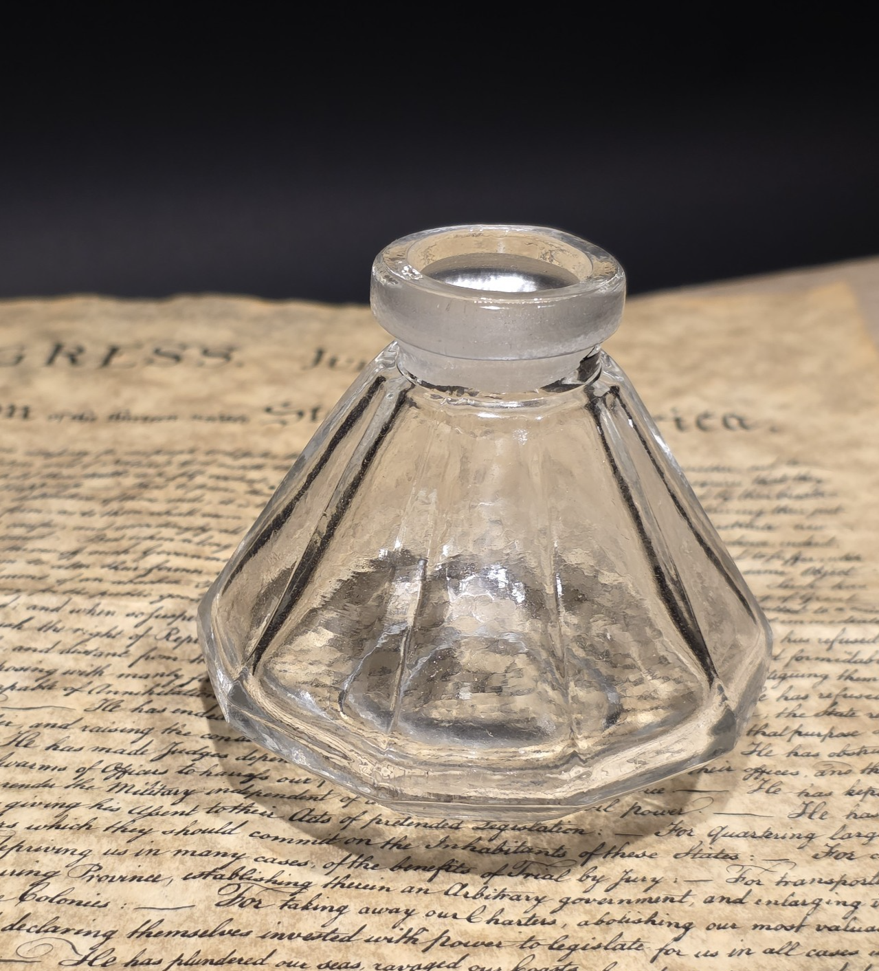 3" Antique Style Glass Inkwell Desk Ink Bottle Writing Accessory