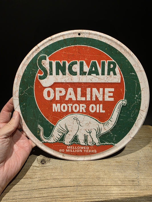 11 1/2" Antique Vintage Style Round Metal Sinclair Sign Motor Oil Plaque
