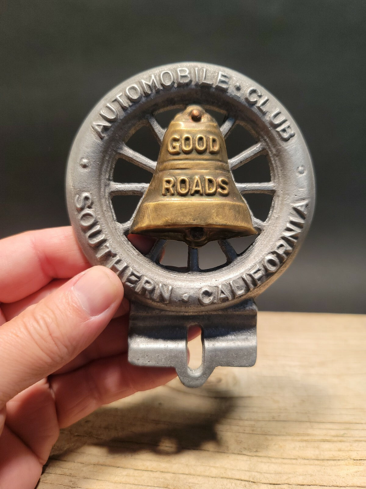 Antique Vintage Style Aluminum Good Roads Club License Plate Fob Topper