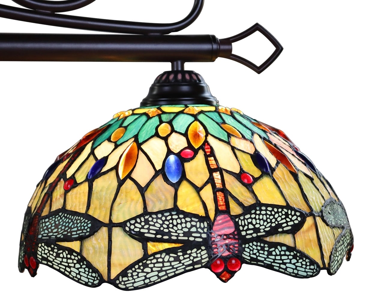 48" Stained Glass 3 light Dragonfly Island Billiard Pendant Light