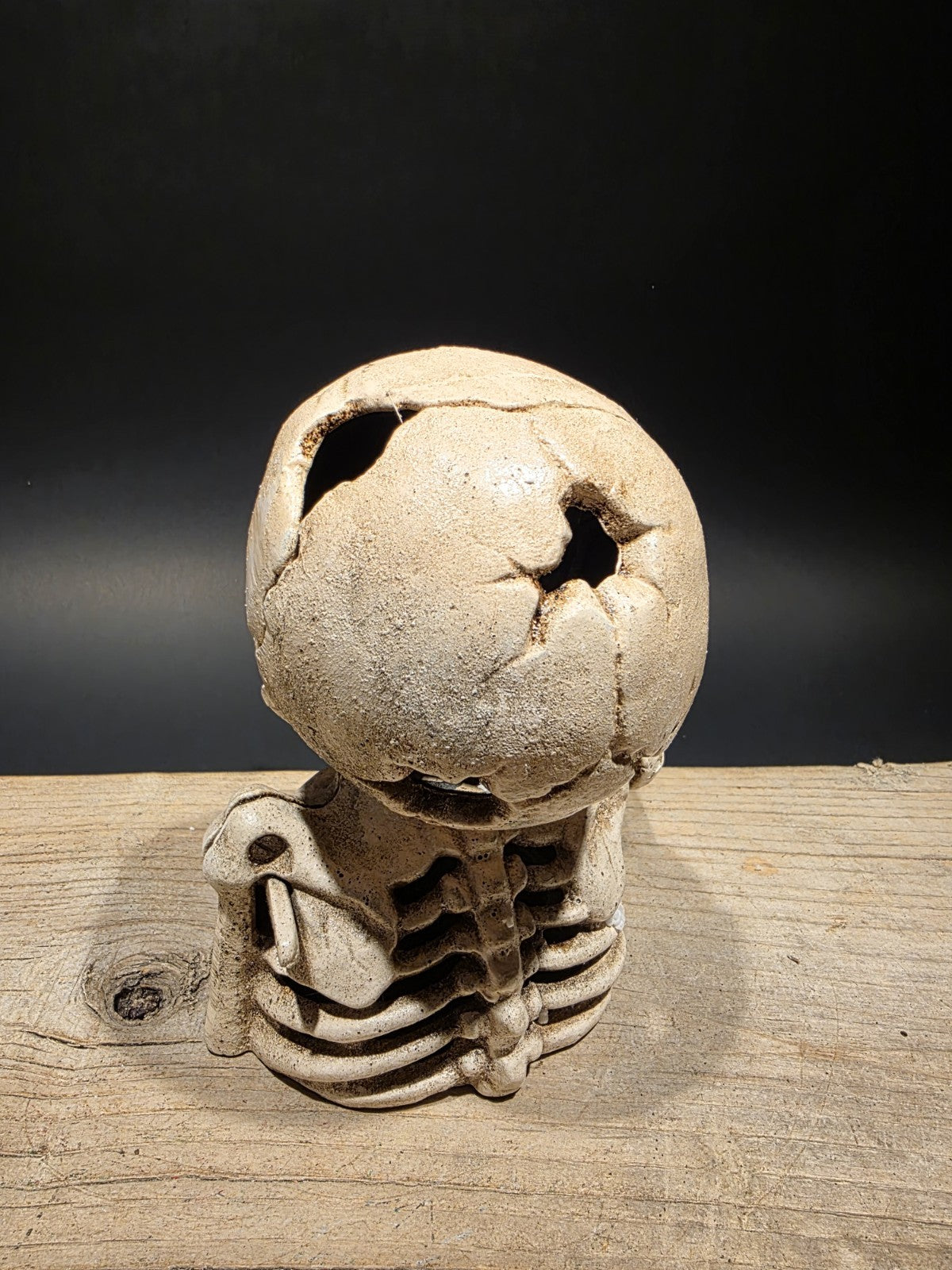 Antique Style Cast Iron Mechanical Halloween Skeleton Coin Bank