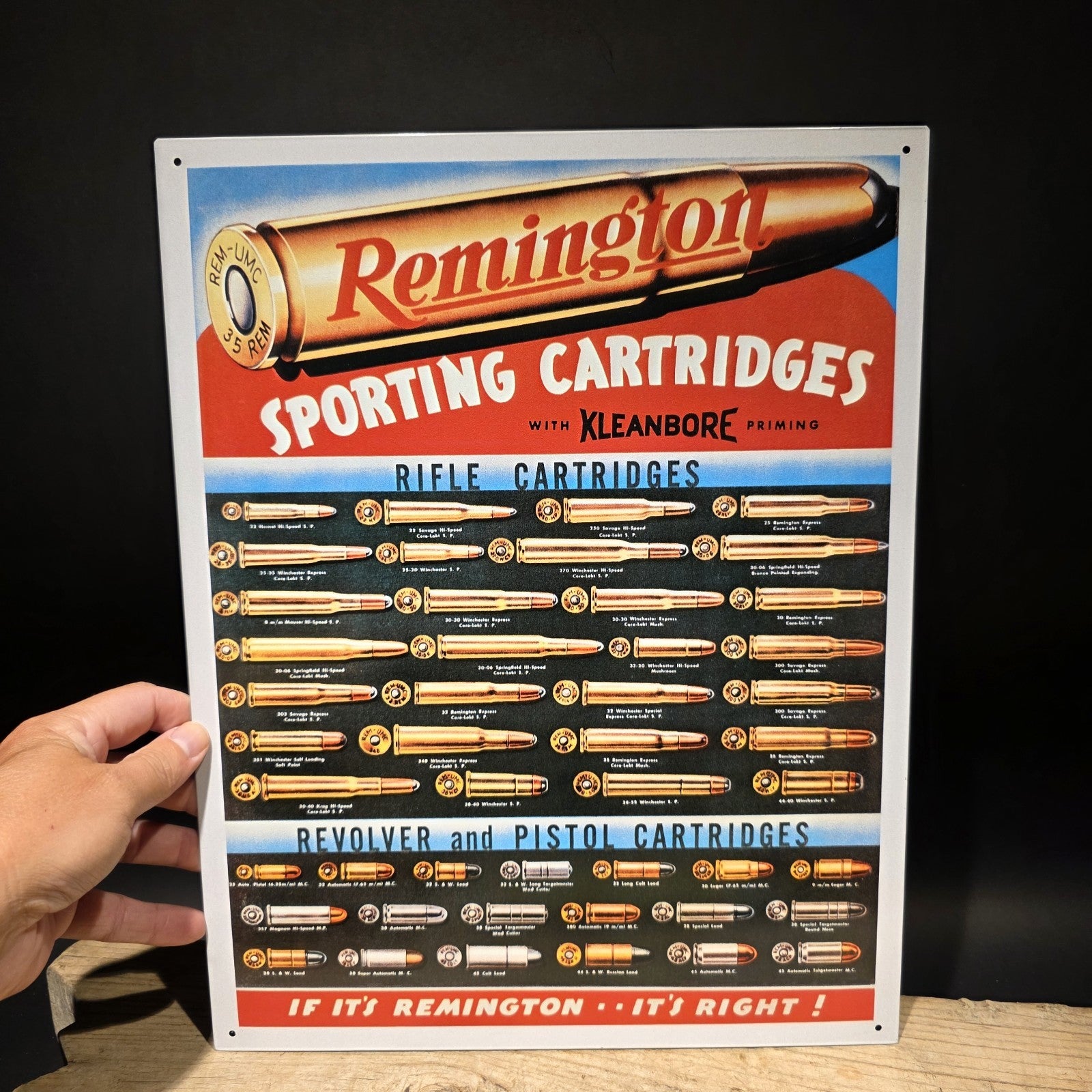 Remington Sporting Cartridges Tin Sign – Rifle Pistol Ammunition Advertising