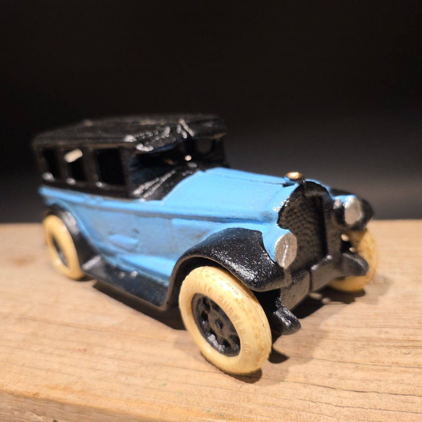 8" Antique Vintage Style Blue Cast Iron Toy Race Car