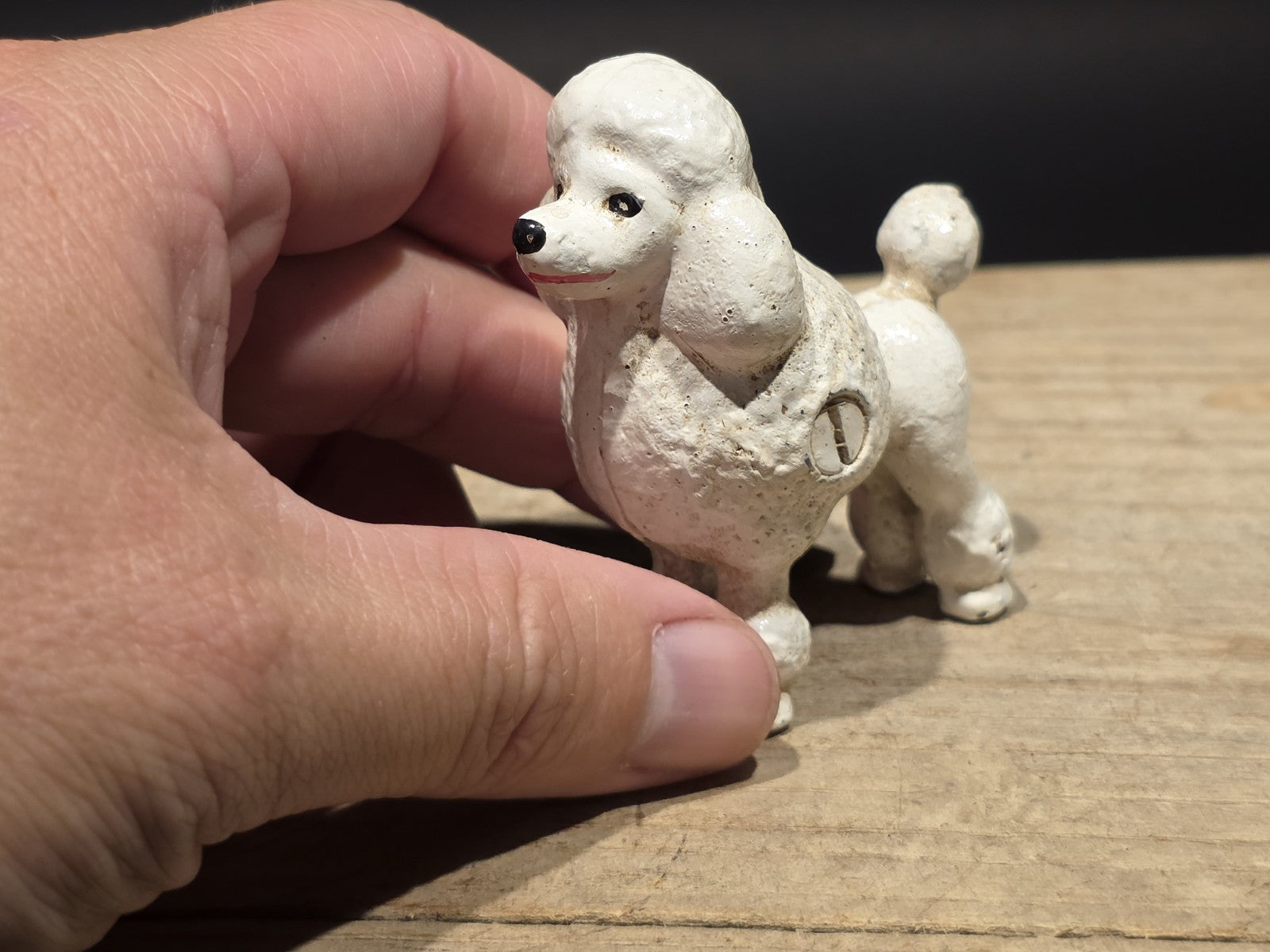 Cast Iron White Poodle Dog Figurine Vintage Style Poodle Statue