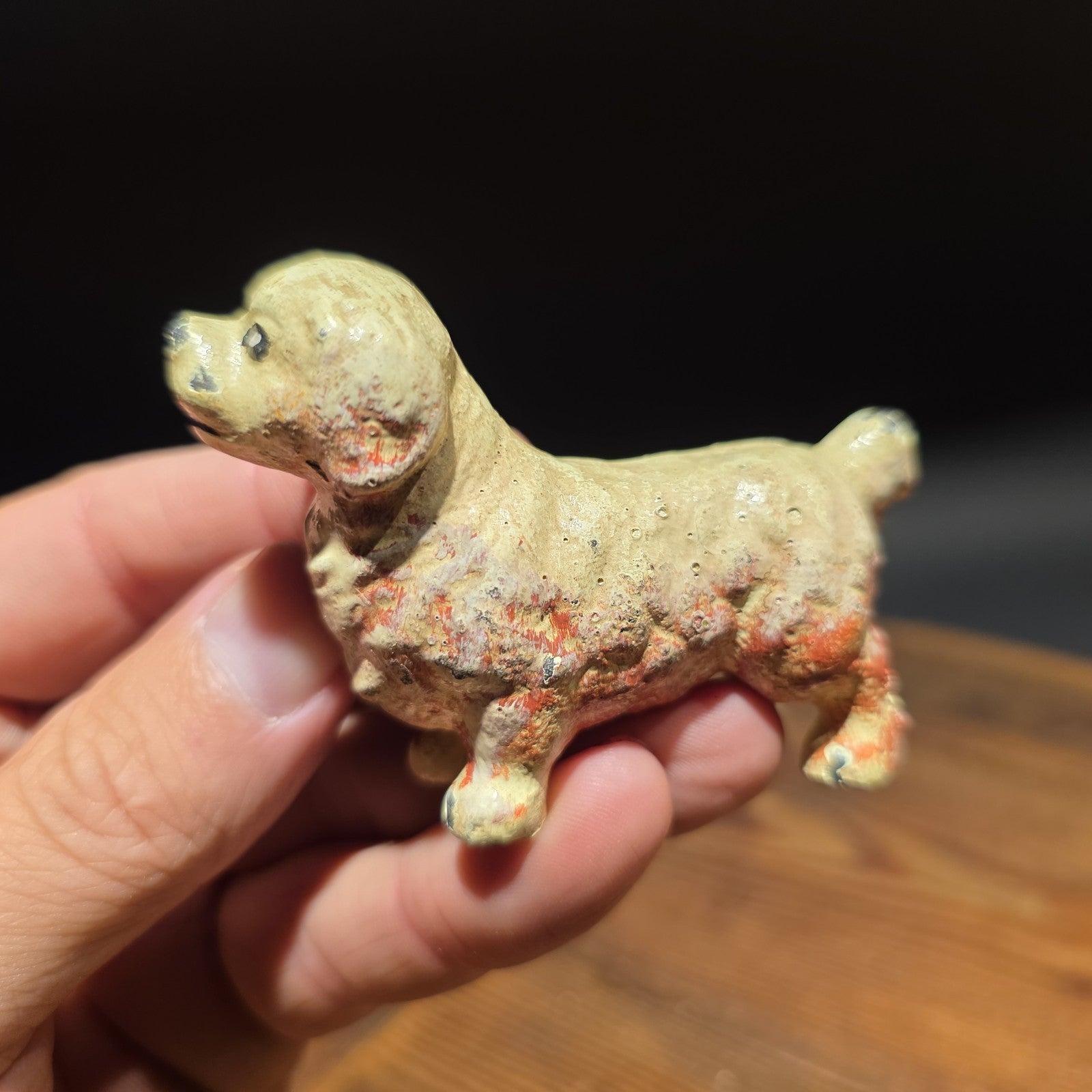 Cast Iron Golden Retriever Dog Figurine – Vintage Style Miniature Animal Figure