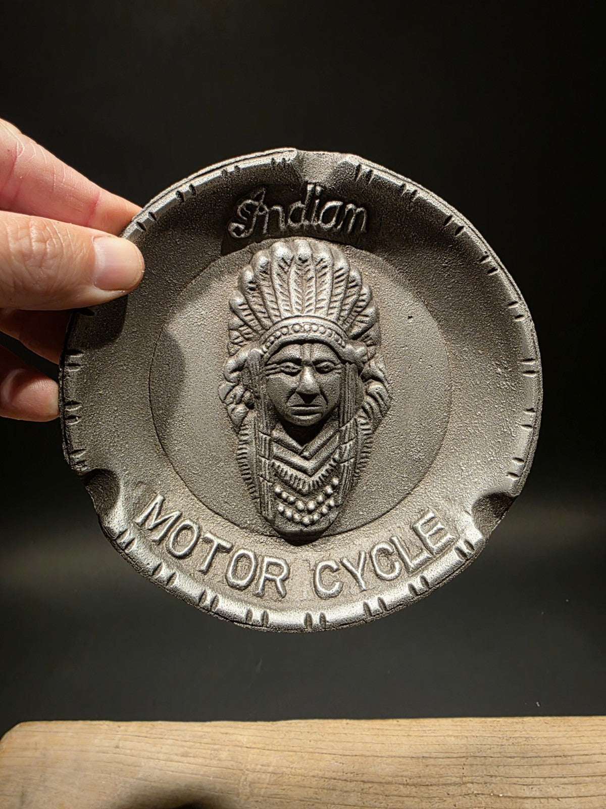 Vintage Antique Style Aluminum Indian Motorcycle Ash Tray