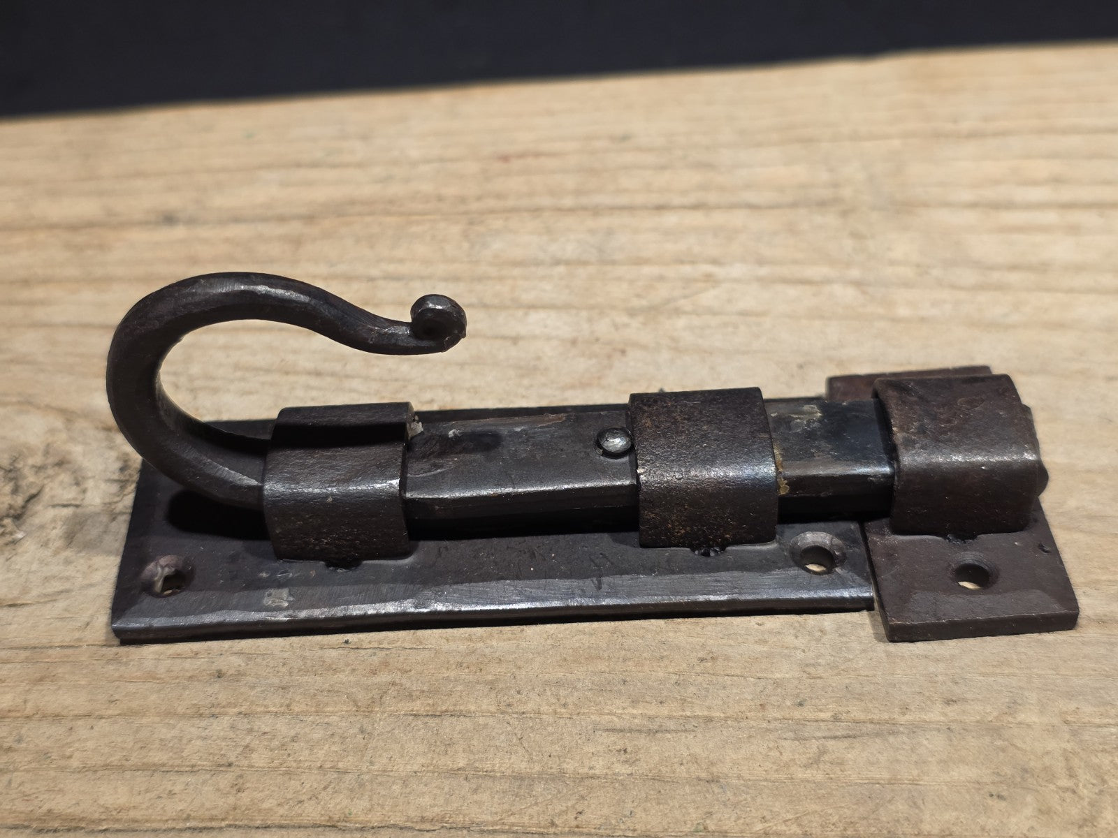 Antique Style Hand Forged Wrought Iron Slide Latch Rustic Barrel Bolt