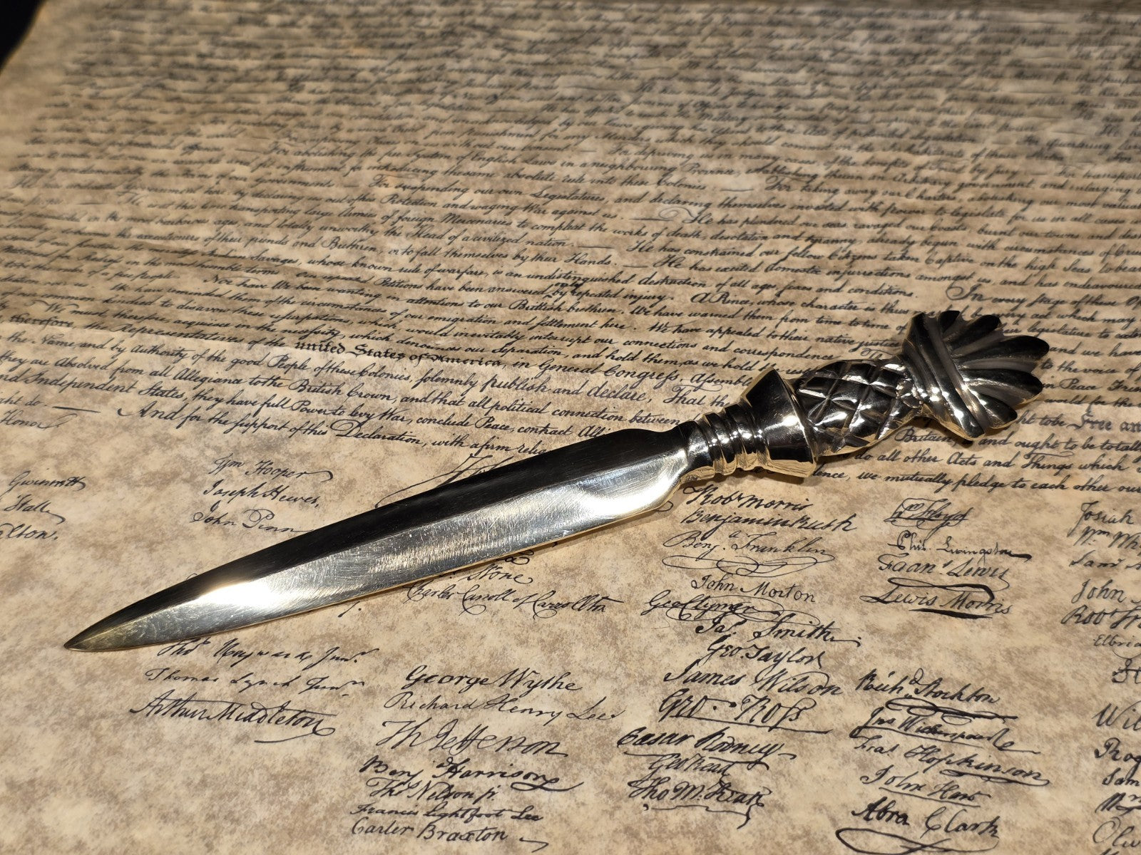 Vintage Style Brass Pineapple Handle Letter Opener