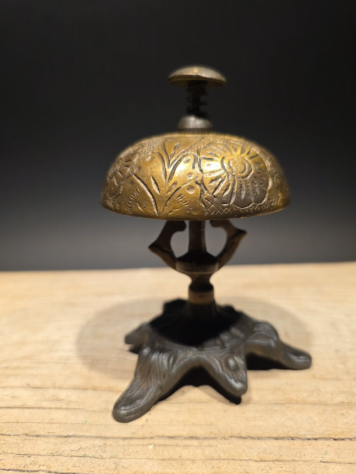 Antique Vintage Style Ornate Brass Table Desk Bell
