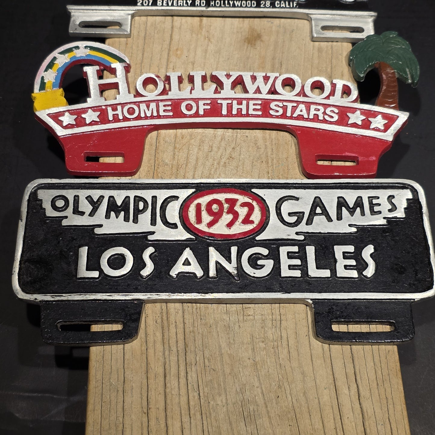 Vintage Style Aluminum Holywood License Plate Fob Topper Collection Lot