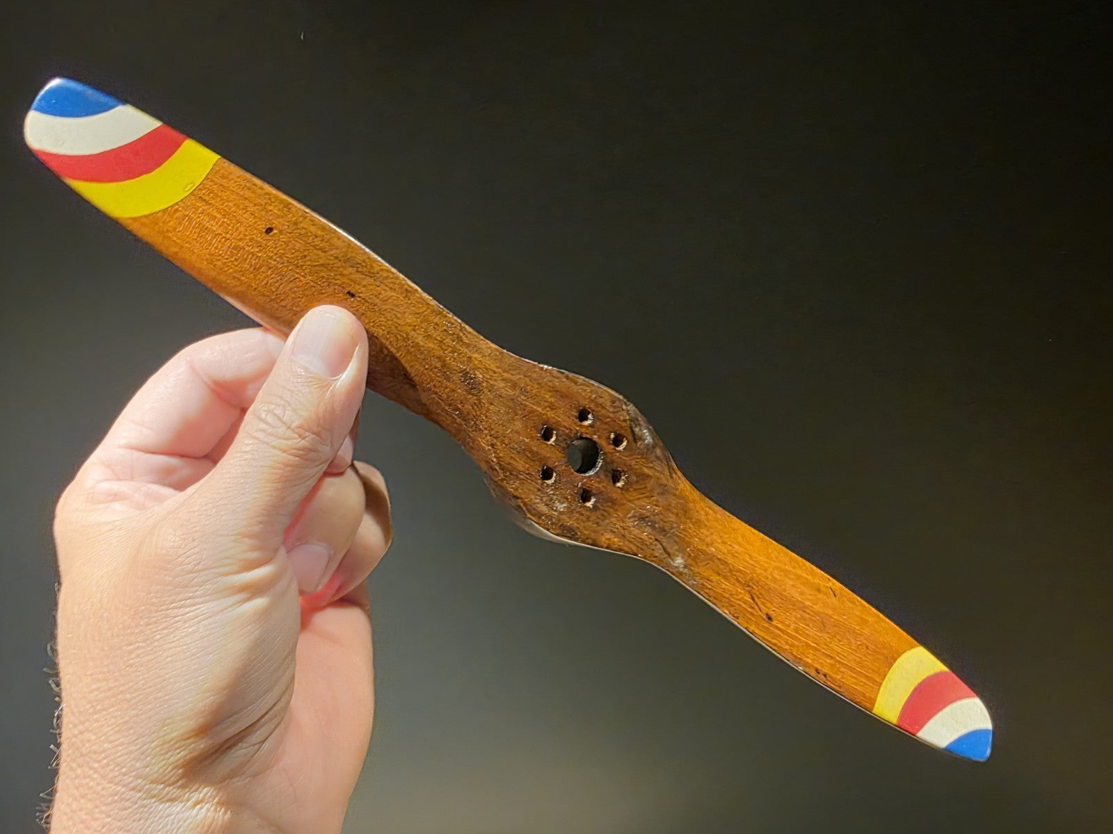 12" Miniature Bleriot Carved Mahogany Wood Airplane Propeller