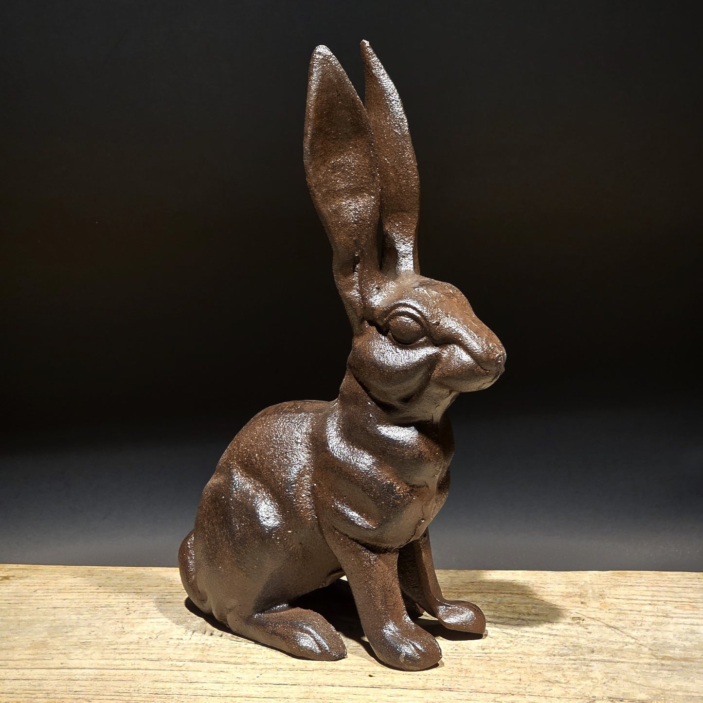 10" Antique Style Cast Iron Rabbit Door Stop Hare Statue