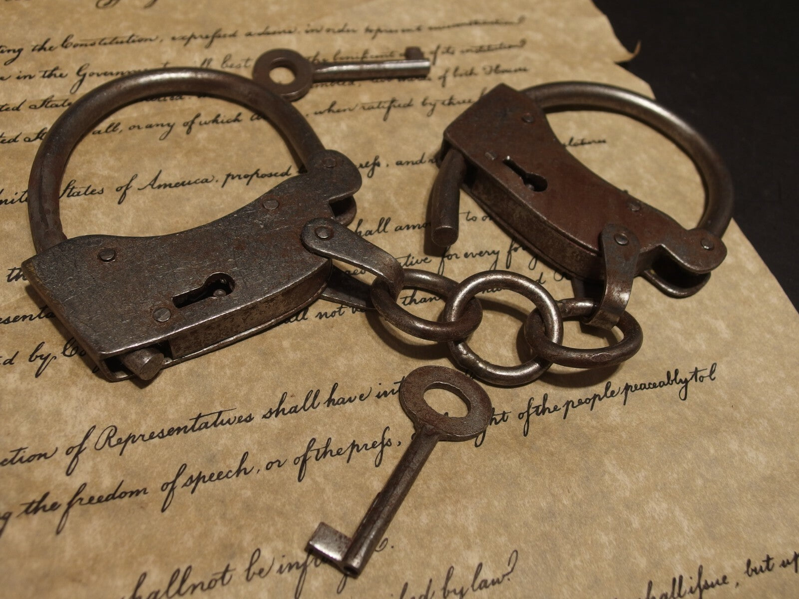 Antique Vintage Style 1904 Judd Iron Handmade Handcuffs Shackles