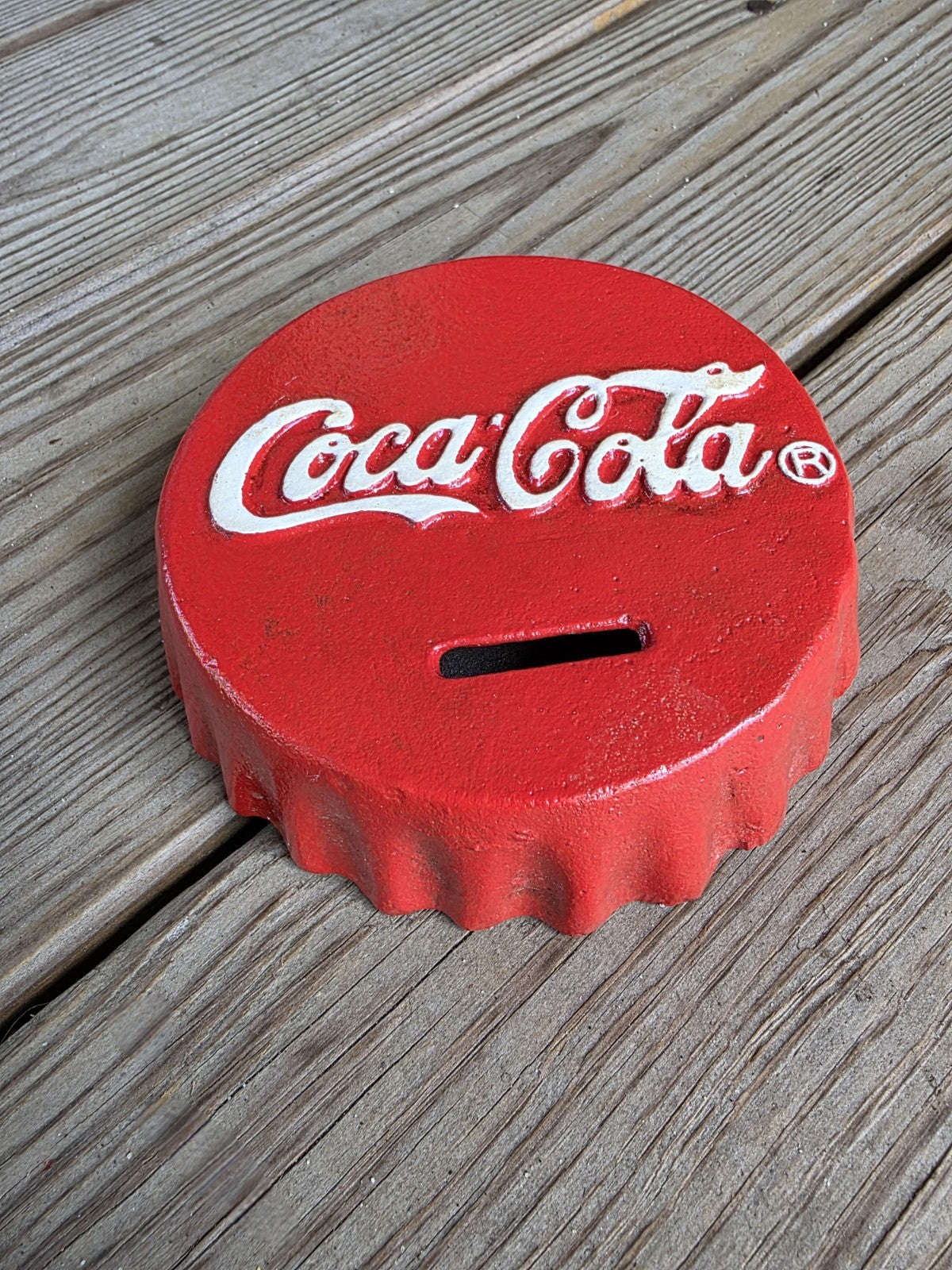 Antique Vintage Style Cast Iron Coca Cola Bottle Cap Coin Bank Atlanta Ga.