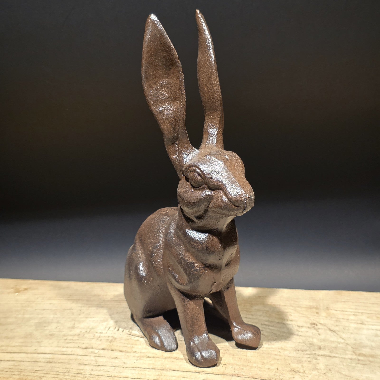 10" Antique Style Cast Iron Rabbit Door Stop Hare Statue