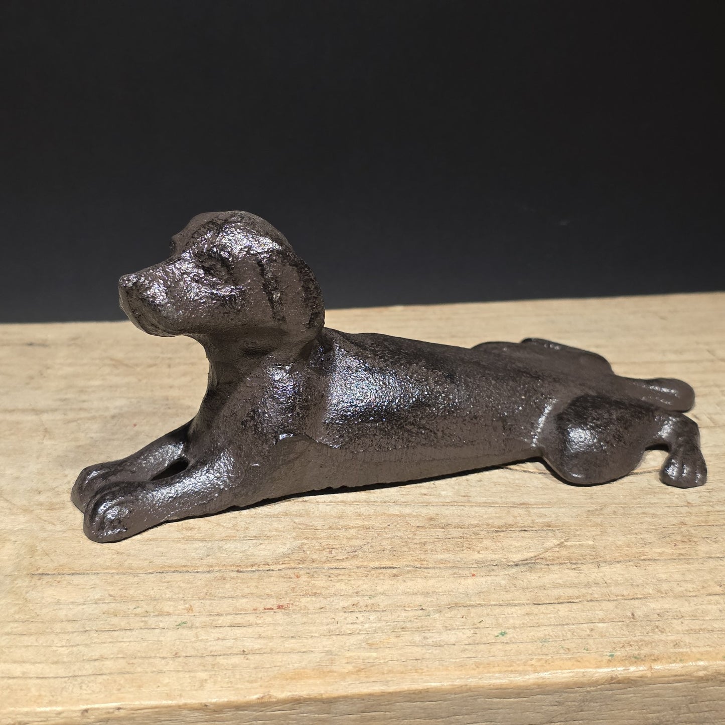 Cast Iron Lying Dog Doorstop – Vintage Style Figural Door Stop